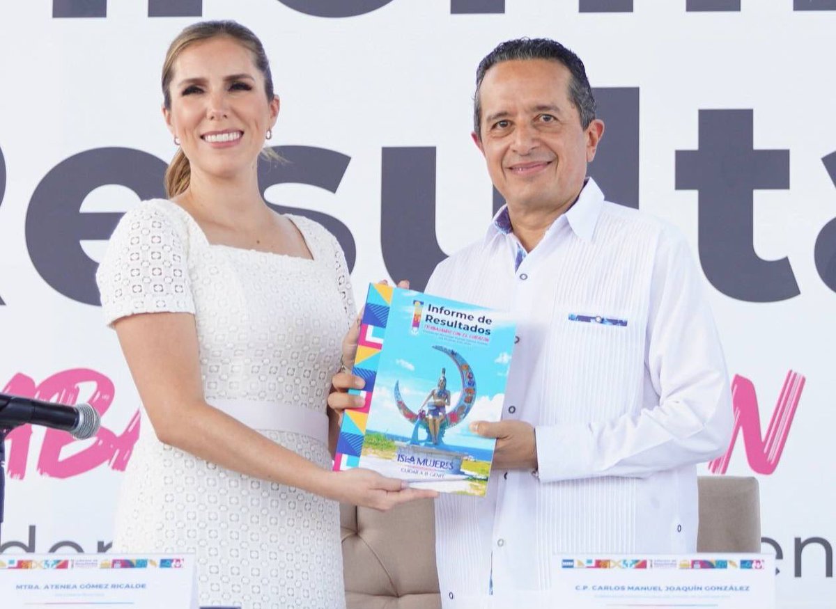 CarlosJoaquin's tweet photo. Un gusto visitar la bella #IslaMujeres y acompañar a la presidenta municipal @soyateneadeisla en la presentación de su primer informe de resultados. Reconozco el esfuerzo, dedicación y acciones realizadas en beneficio de las familias isleñas. ¡Enhorabuena! #JuntosSalimosAdelante https://t.co/Cb9qjILhgX