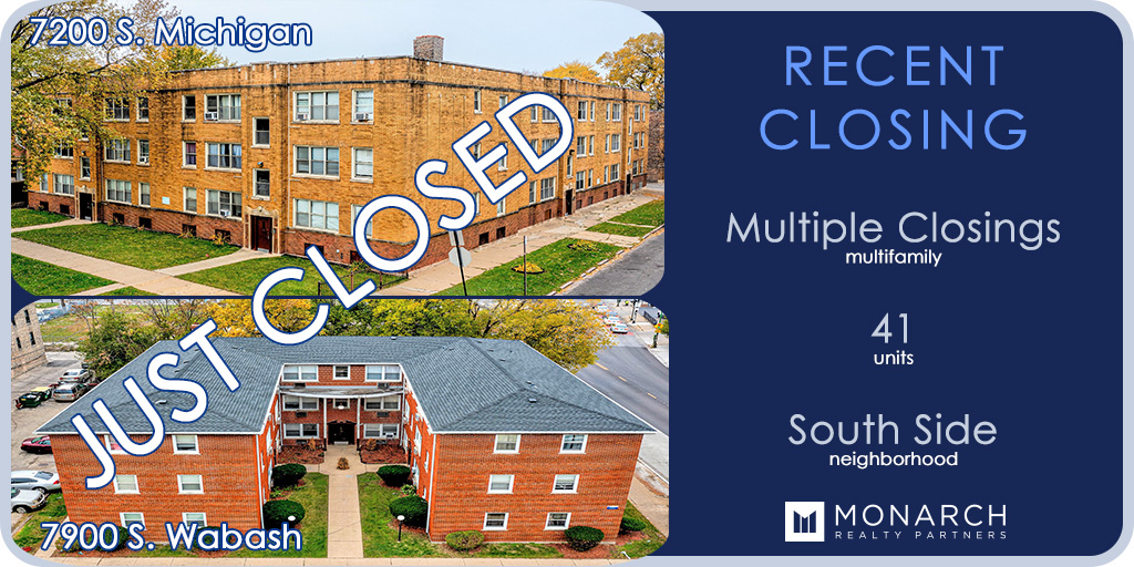 Monarch Realty Partners is pleased to announce the closing of two multifamily transactions totaling 41 units in the Chatham and Park Manor neighborhoods of Chicago.