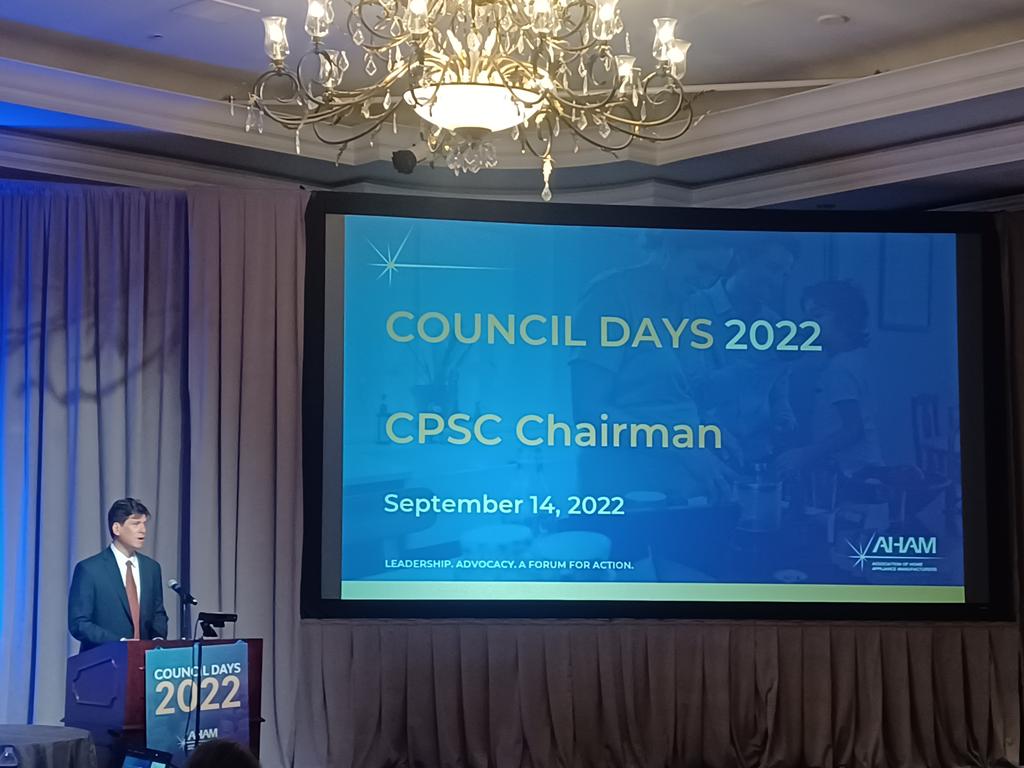 AHAM Policy (@aham_policy) on Twitter photo Special thanks to <a href="/USCPSC/">US Consumer Product Safety Commission</a> Chair <a href="/HoehnSaricCPSC/">Alex Hoehn-Saric</a> for speaking at AHAM Council Days today. We're glad you were able to join us and look forward to continuing the conversation. Special thanks to <a href="/USCPSC/">US Consumer Product Safety Commission</a> Chair <a href="/HoehnSaricCPSC/">Alex Hoehn-Saric</a> for speaking at AHAM Council Days today. We're glad you were able to join us and look forward to continuing the conversation.