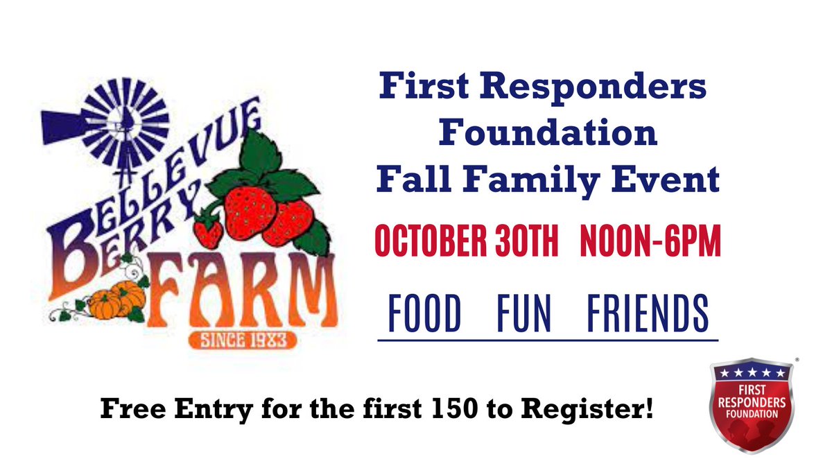 All First Responders and their families are welcome to attend! We look forward to seeing YOU!
Free meals/drinks for all from 12-2pm at the Pavilion
provided by the First Responders Foundation.  Register here: bit.ly/3qEz0sQ