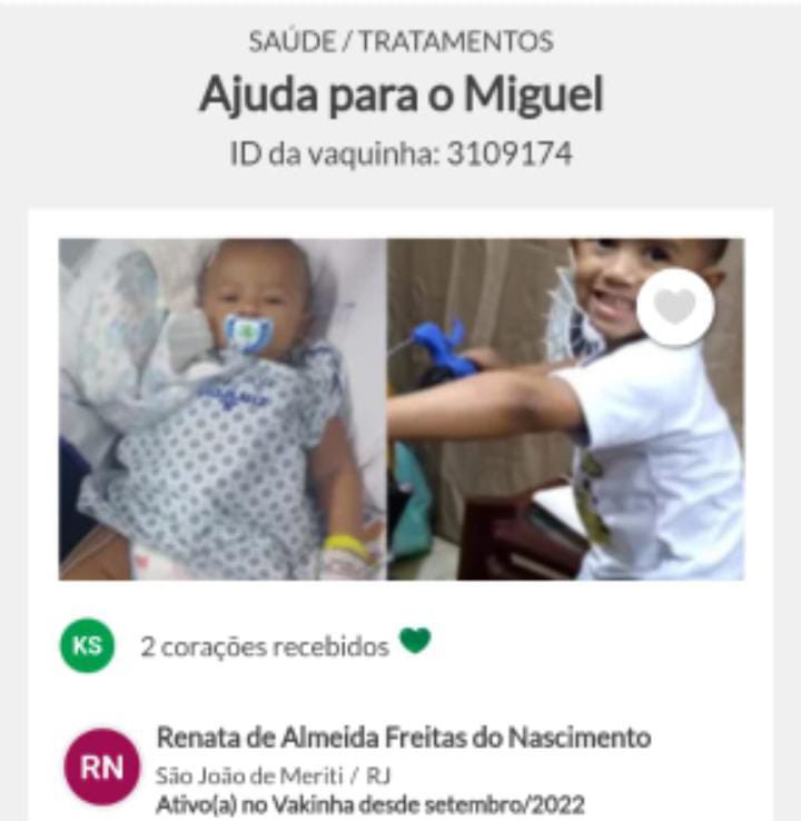 samuguel_7's tweet photo. @neymarjr Sou a mãe do Miguel gostaria de poder contar com sua ajudar com a divulgação da vaquinha do meu filho q terá q passar por uma cirurgia. https://t.co/9Ef0mb4XFl