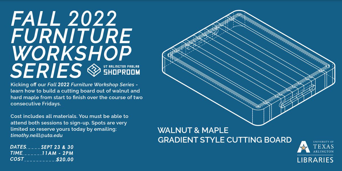 The Furniture Workshop Series returns on Sept 23rd and 30th! Check out more information below.