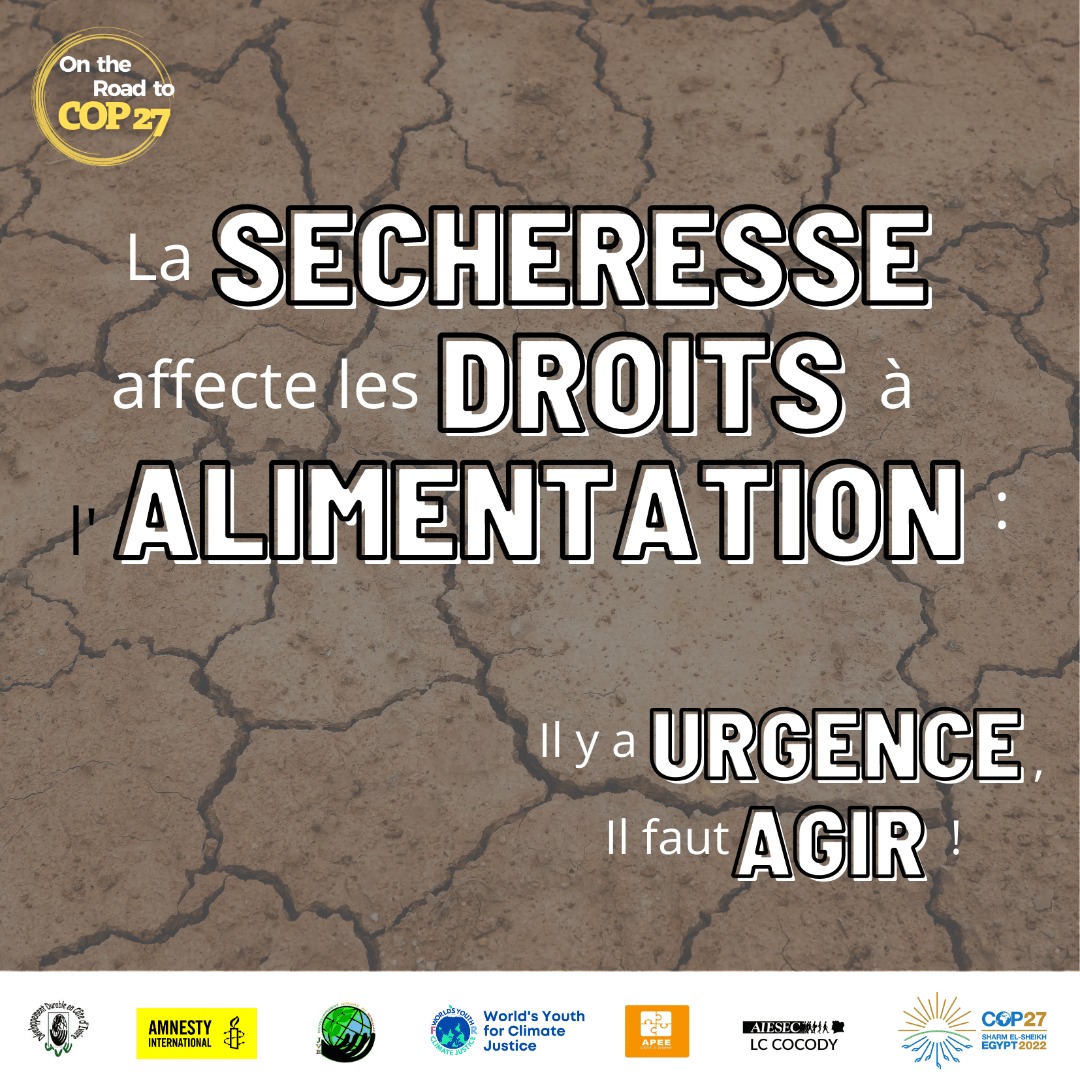 Le changement climatique constitue une menace directe sans équivoque. Il a des répercussions sur la pleine jouissance des droits de l’Homme à l’accès à un environnement sain. 
<a href="/LiviaOkengs/">Livia</a> <a href="/Jveivoire/">JVE Côte d'Ivoire</a> <a href="/WY4CJ/">World's Youth for Climate Justice</a> <a href="/FranckEvrardKO1/">Franck Evrard KOFFI</a>
#Roadtocop27
#Youth4Climate