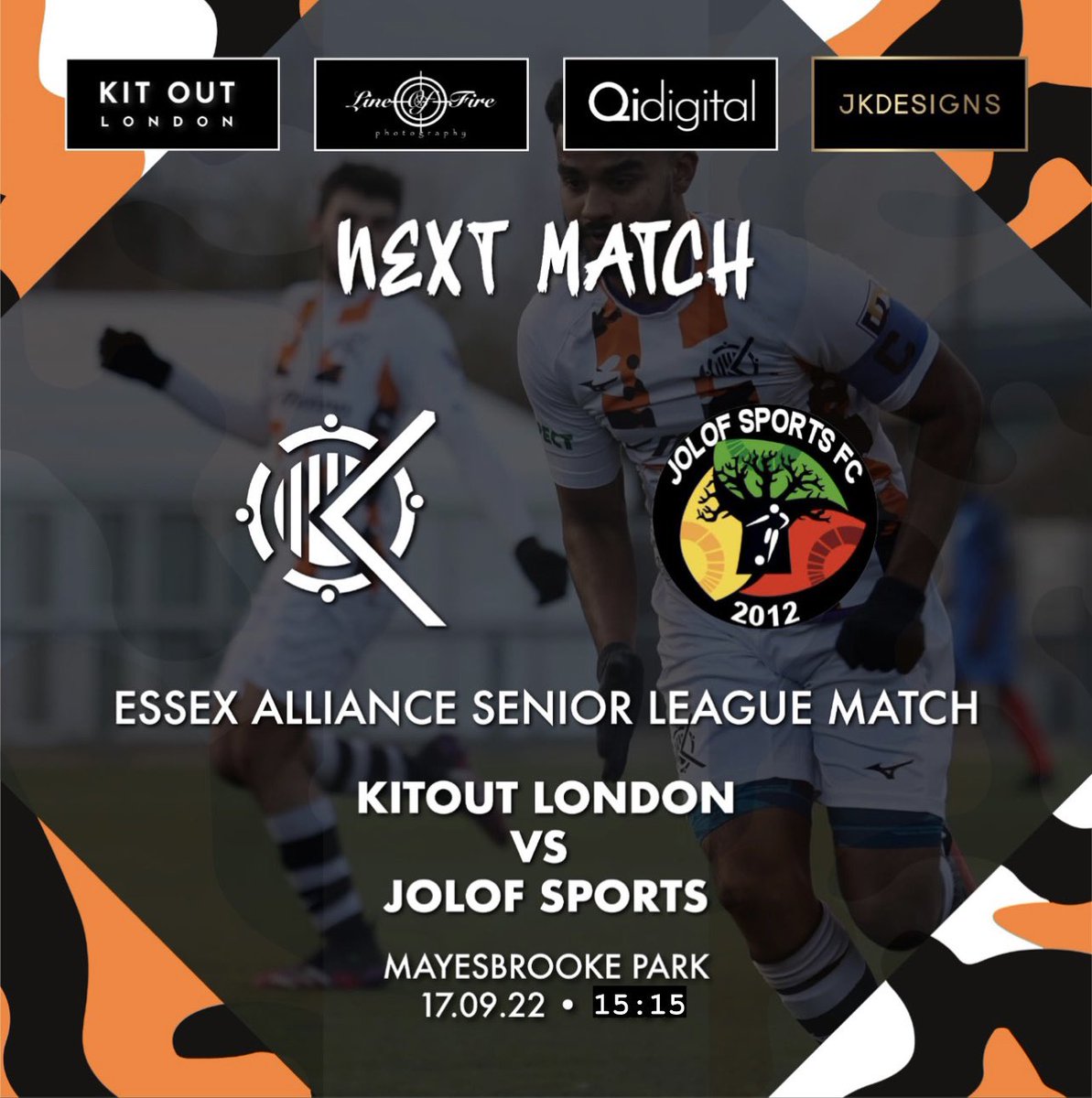 🏟 Mayesbrooke Park, Lodge Ave, Essex RM8 2JR
🏆 @essexallianceleague 
🗓 17 September 2022
⏰ 15:155 GMT
🆚️ @jolof_sports_fc_uk 
.
.
.
.
#footballlove #kitoutlondon #london #soccer #grassrootsfootball #ballers #eastlondon #photo #facebook #instagram #twitter #jkdesigns