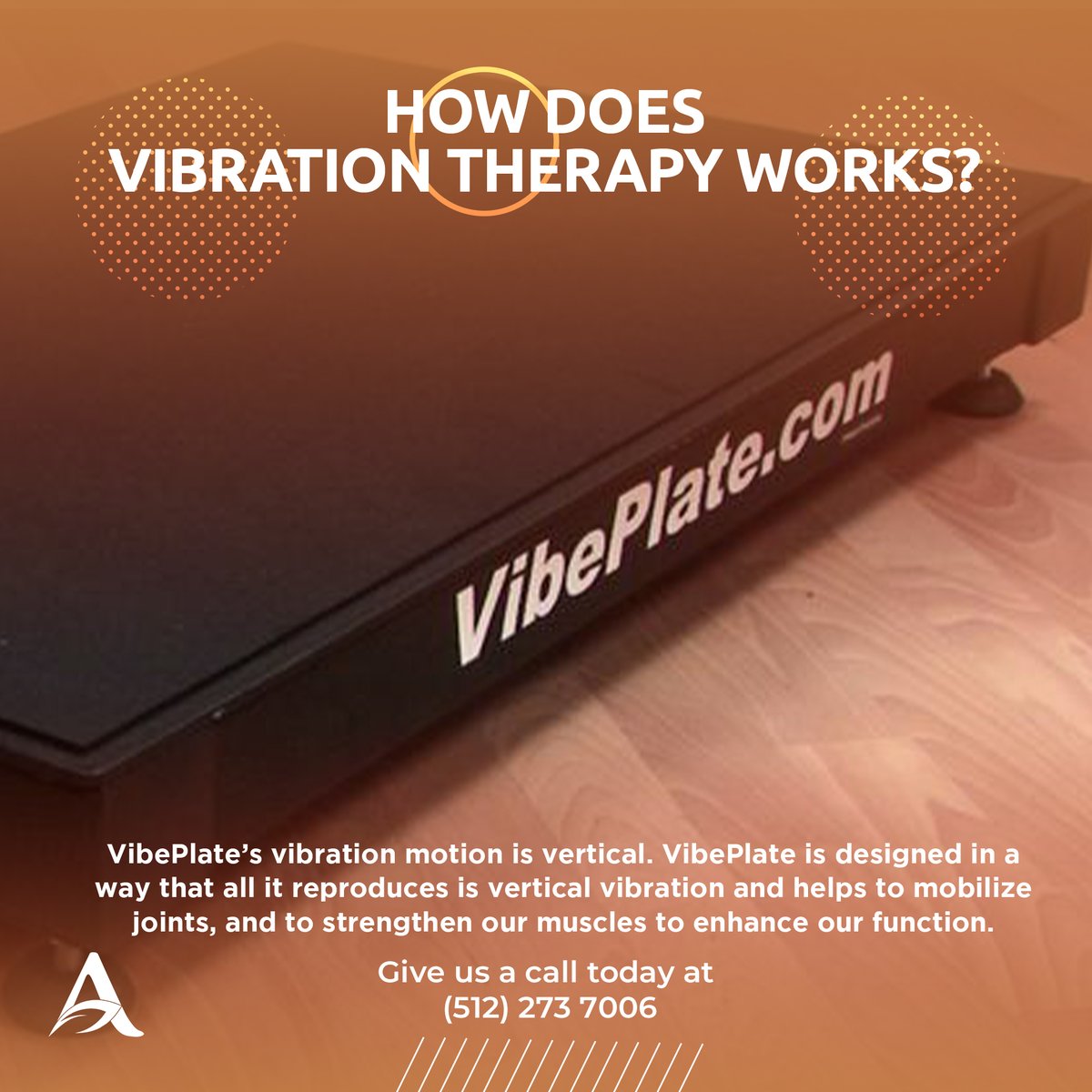 VibePlate is designed in a way that all it reproduces is vertical vibration and helps to mobilize joints, and to strengthen our muscles to enhance our function.

Schedule an Initial Exam today - bit.ly/AIH-Special