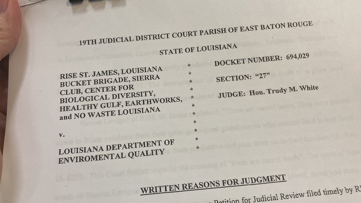 Sitting down to savor VICTORY vs  Formosa Plastics &amp;  @LOUISIANA_DEQ The judge said the state had no business giving Formosa plastics an air permit. Shout out to the incredible ppl in St James parish, shout out to legal bad asses <a href="/Earthjustice/">Earthjustice</a> @tulane who crushed <a href="/joneswalker/">Jones Walker</a>