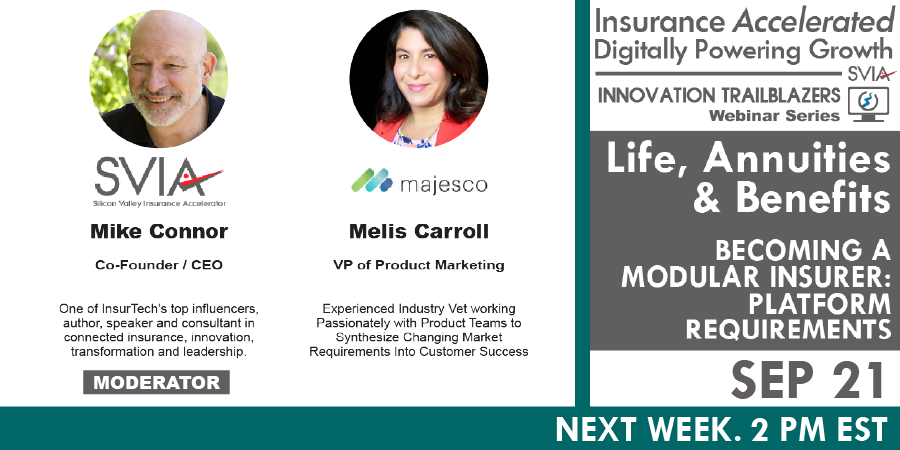 SVIAccelerator's tweet photo. Join @MikeatSpice of SVIA & @carroll_melis of @Majesco_Inc at Our Free #InsurTech #Webinar | Info → https://t.co/2SaqILP1Gl | #Insurance #Insurers #LifeAnnuitiesBenefits #ModularInsurance #InsurancePlatforms #DigitalPlatforms #InsurTech #SVIAEvents https://t.co/4sY3On38y4