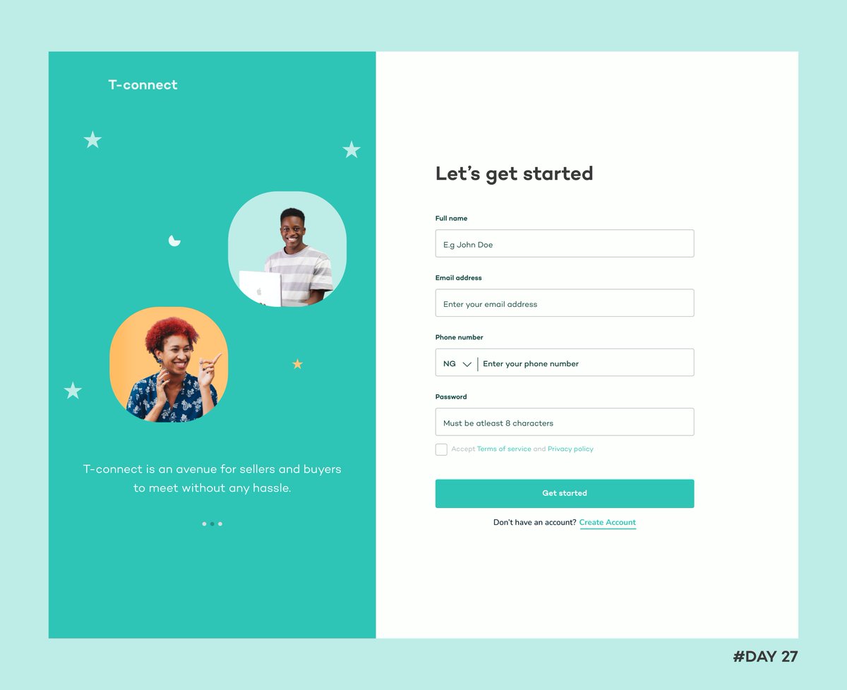 #Day27- Design an authentication (sign up and log in ) of a website where techies can list their products at auction prices #I4G30DaysOfDesign 
#Techishiring
#imt #uiuxdesign #uidesigner #design 
@Ingressive4Good @IMTConf 

A Thread