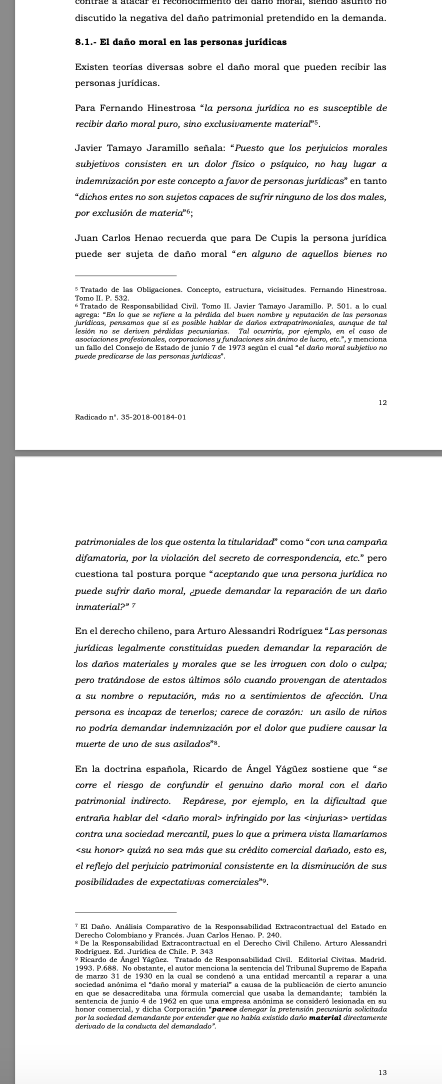 jairoparrac's tweet photo. SOBRE EL DAÑO MORAL EN LAS PERSONAS JURÍDICAS. BUEN NOMBRE GOOD WILL. TSB: Good will es un bien económico y no un perjuicio extrapatrimonial, por lo que no puede confundirse con los derechos fundamentales de las personas naturales a la honra y buen nombre  --👇👇-- https://t.co/3MqPpH7Snf