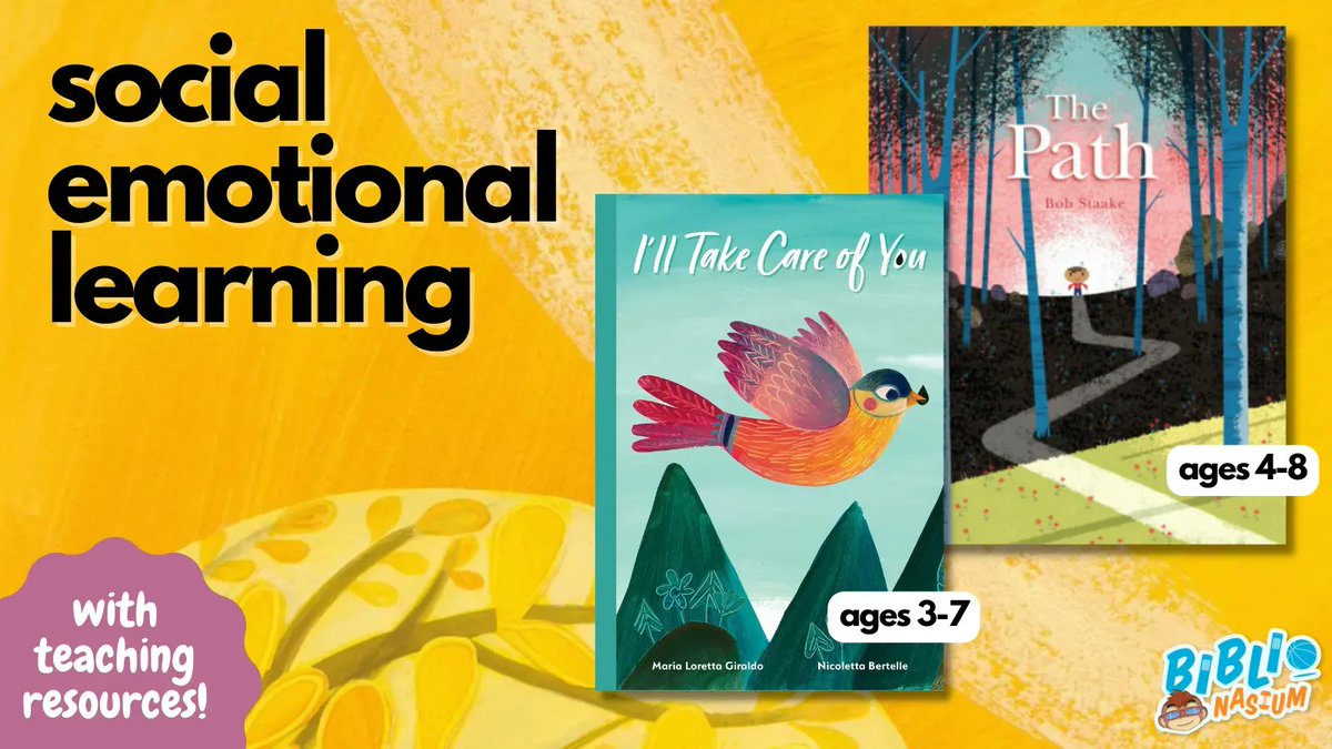 #SEL is important now more than ever! Two #PictureBooks covering individuality, care, &amp; more. 
♥ I'LL TAKE CARE OF YOU by Maria Loretta Giraldo &amp; Nicoletta Bertelle
♥ THE PATH by <a href="/bobstaake/">bobstaake</a>
Teacher Resources: linktr.ee/biblionasium
<a href="/astrakidsbooks/">Astra Books for Young Readers</a> <a href="/BlueDotKids/">Blue Dot Kids Press</a> #futurereadylibs