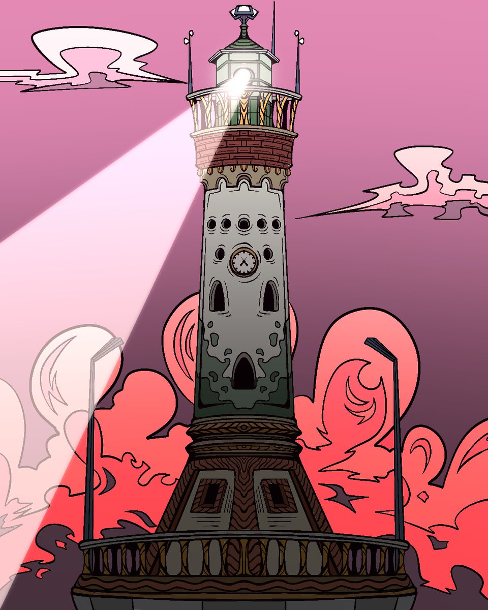 Daily art! Day 112 The lighthouse #lighthouse #haunted #horror #light #sea #clouds #pink #art #dailyart #procreate #work #cool #wallpaper #nft #crypto