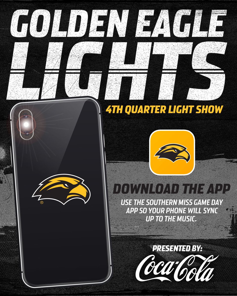 𝐋𝐢𝐠𝐡𝐭𝐢𝐧𝐠 𝐮𝐩 𝐓𝐡𝐞 𝐑𝐨𝐜𝐤 💡 

Be sure to download the Southern Miss Game Day App for a 4th quarter light show this Saturday!

📱 apple.co/3QDye9W

#SMTTT