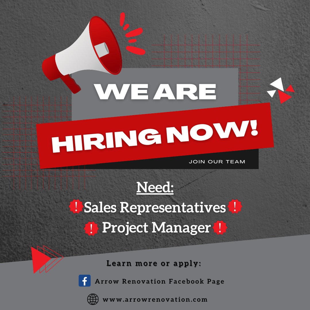 ArrowRenovation's tweet photo. If you're looking for a career change or job improvement come join our team! 
Share this post to help out any of your friends who may be looking as well!! 📧 Email resume to Marketing@arrowrenovation.com #Hiring #JobsHiring #JobsHiringNearMe #OlatheKS #KansasCityJobs https://t.co/JxT3Ys9ou3