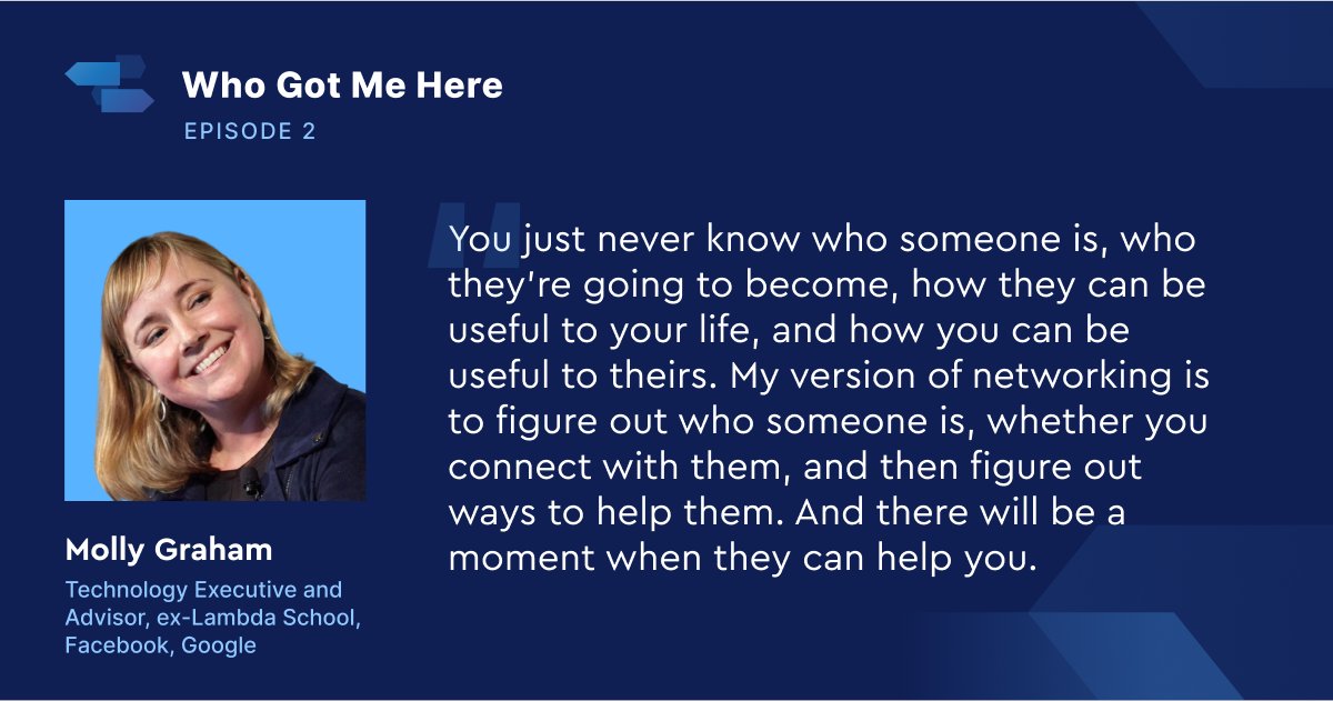 Episode 2 features the inimitable <a href="/molly_g/">Molly Graham</a>!

I met Molly in a job interview, where she got to know me as a human instead of asking canned Qs

If you aim to be authentic &amp; generous in your work relationships, then Molly is the person to learn from💛

whogotmehere.com