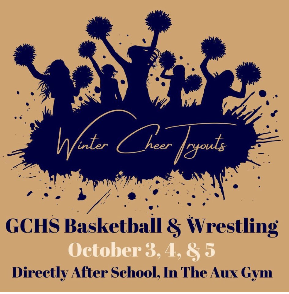 GCHSEaglesCheer's tweet photo. Winter cheer tryouts…..pick up a permission form in the guidance office!!  Bring it to the first day (October 3rd). https://t.co/QrVEiJm3L6