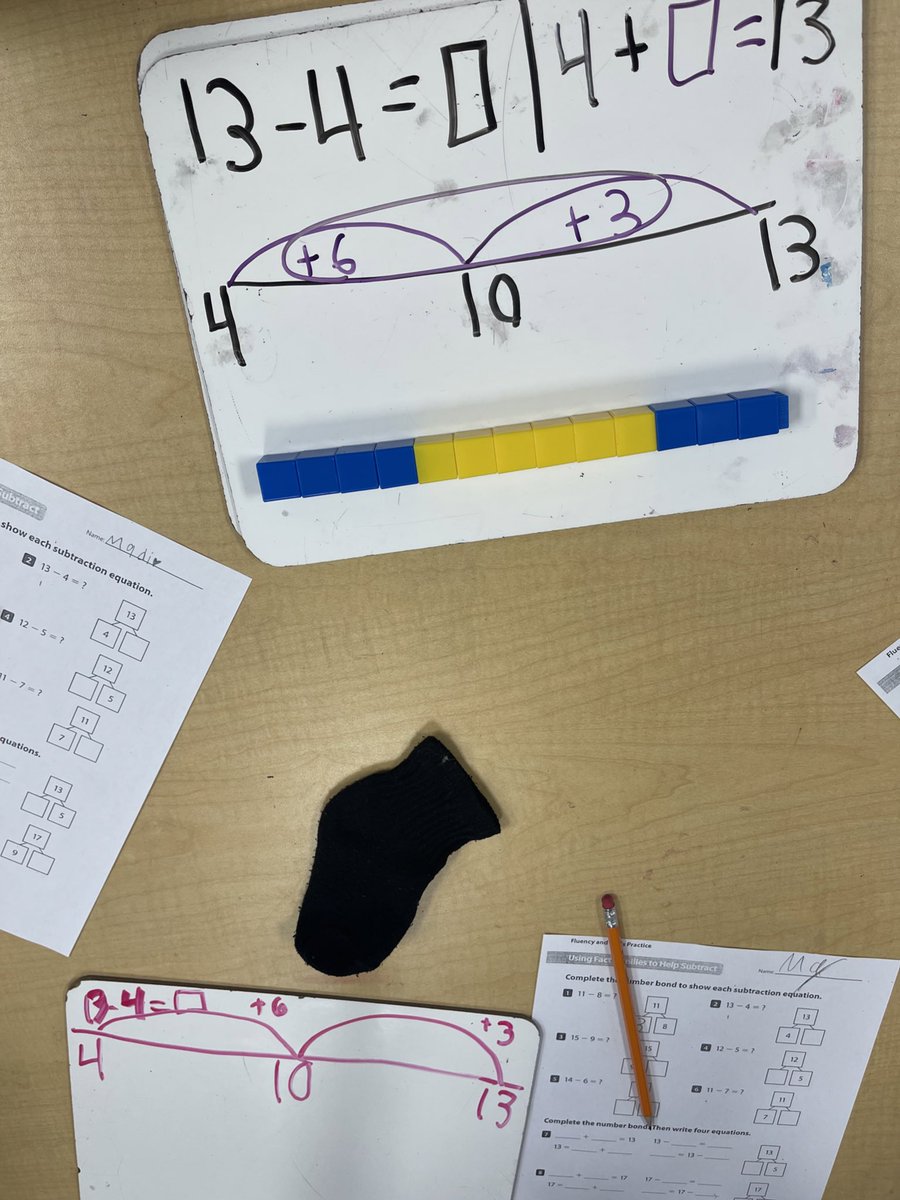 Abbie_Murray2's tweet photo. Splitting the number line to our friend “10”has really helped us with counting forward and making sense of the “difference”. I am so proud of these kids for trying new strategies daily! #myiready #opennumberline #secondgrademath https://t.co/aFVyg3G8m8