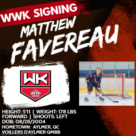 🚨🚨SIGNING ALERT🚨🚨
WWK would like to welcome Aylmer native Matthew Favereau to the team!