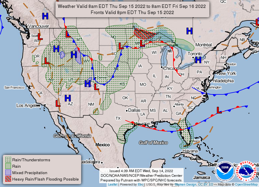 Here's the #weather snapshot for #Thursday:
- Heavy to excessive rainfall is expected in northeastern Minnesota.
- Rain and thunderstorms may cause flooding in Florida and the Intermountain West.
- Isolated severe thunderstorms are possible in the south-central Plains. https://t.co/EGcgjMZiBm