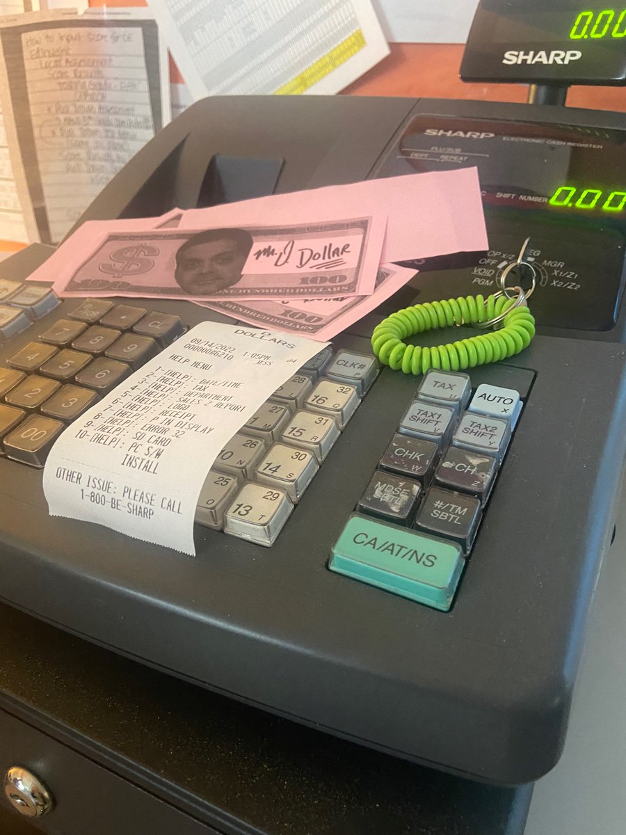 haleyfleegle's tweet photo. Teachers are always looking for creative ways to motivate children.  @Danny_D_Sabs definitely keeps children engaged with D Dollars and even a real cash register! Really cool for kids! 
#gomtlions @tmyersPVCougars https://t.co/i9v2BvAA44
