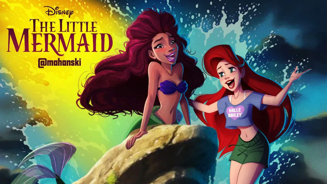 mahanski's tweet photo. Decidi fazer essa arte em apoio a @HalleBailey ! A Ariel apoia tbm 🥰❤️ #TheLittleMermaid #HalleBailey https://t.co/yPXF5QFN2a