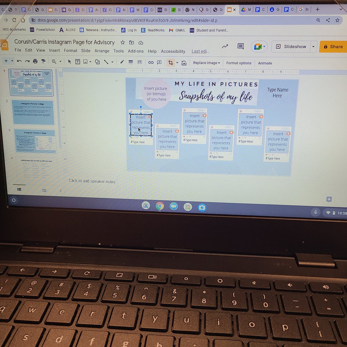 CorushMara's tweet photo. Social emotional learning at its finest! Creating Instagram pages to get to know each other is so much fun! #SEL #community #become1 #phonesinschool #beingunique  #insta @Ms_Eiter @HawthornMSS @District_73 https://t.co/2QrpdE1VvC
