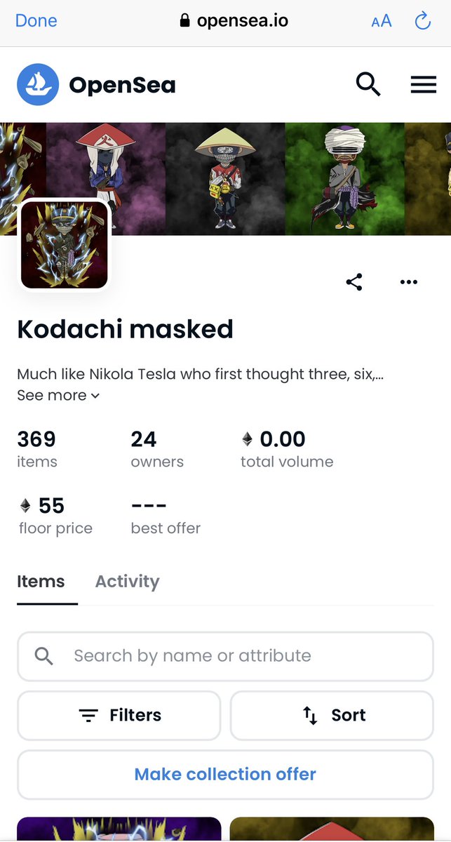 BG_Slaughter's tweet photo. @ArtbyAllstar Looks like @opensea reinstated the Kodachi Masked NFT collection after Rug Pull Paul lied about it being his designs!!!

He has lied before.  What will he lie about next!!!

Beware of Rug Pull Paul!!!

https://t.co/Au3wGF6MV1 https://t.co/8f0SFH3R3H