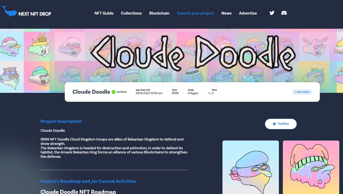 CloudeDoodle's tweet photo. Cloude Doodle
NEXT NFT DROP
The leading listing platform for upcoming NFT Projects

https://t.co/tgUkC7Jw6X

@NextNFTDrop
#NFTs #NFTMarketplace #reranft https://t.co/X0vjVvx0Fu