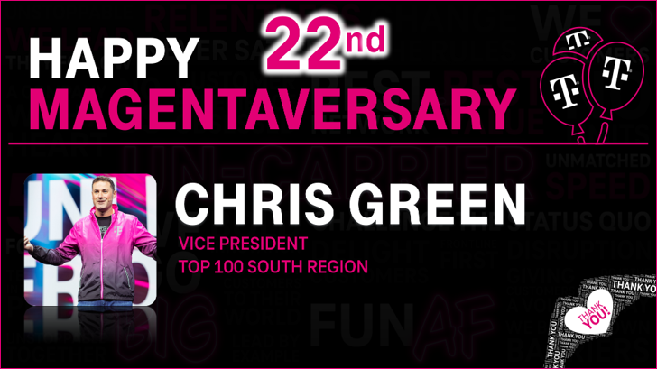 Shouting HAPPY MAGENTAVERSARY to @cjgreentx !! Thank you for 22 years of INCREDIBLE leadership! 🫶🎉