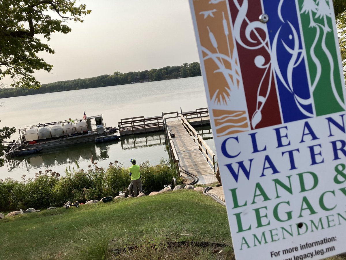 MNBWSR's tweet photo. The Isanti County #SWCD Blue Lake alum treatment continues today. A #MnBWSR #CleanWaterFund backed effort to preserve #WaterQuality, it follows previous #conservation work to reduce phosphorus. @MnSWCDs @CountyIsanti #lakes #water #environment https://t.co/UkMzNrSbg4