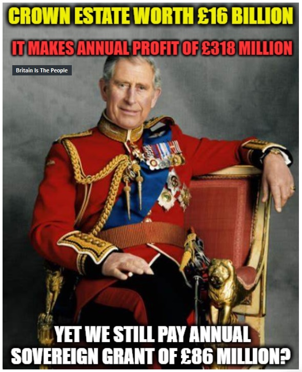 So #Crown Estate alone is worth nearly £16 billion, and made a profit of £318 million. 

And yet we still pay an annual sovereign grant of £86 million? 

That serf mentality persists, doesn't it?!

#AbolishTheMonarchy