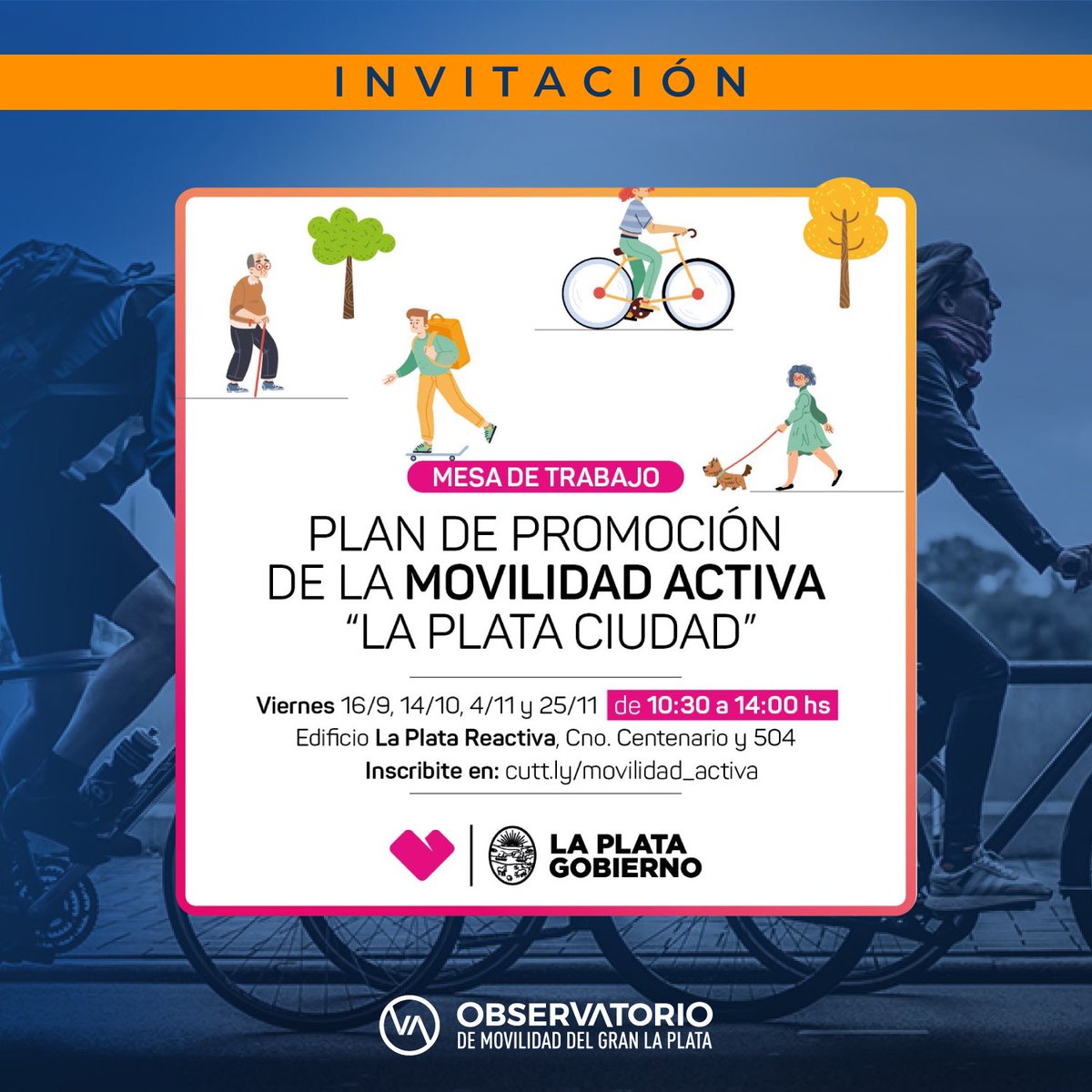 📆MESA DE TRABAJO📌
El próximo viernes brindaremos una charla/debate en relación al uso de movilidad no motorizada en la ciudad.
En el marco de la Mesa de Trabajo del Plan de Promoción de Movilidad Activa.
Hacemos extensiva la invitación a quienes quieran participar 🙌🏼