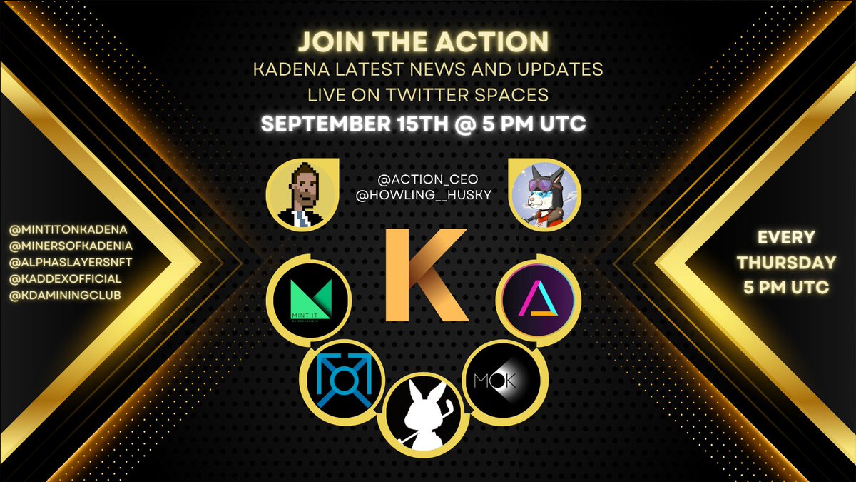 KDAMiningClub's tweet photo. 🔥🔥Checkout this lineup!🔥🔥

Sure to be another fantastic #Kadena Twitter Spaces!

Join the Action 👇👇👇
https://t.co/XEsCl0AfRI https://t.co/a18kuCtn8e