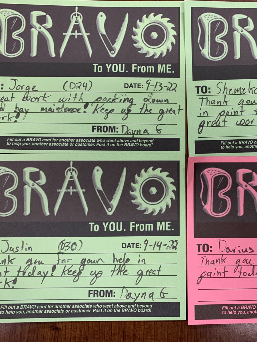 Bravo Shemeka, Darius and Justin for your coming out to help in paint. Also to Jorge for his pack down and proper arranging the overhead bays. I also admire his pride in his hard work.

@Aaron_C_Gomez
<a href="/MejutoAllen/">Allen Mejuto</a>
<a href="/Charlot64309144/">Charlotte French</a>
<a href="/dontamcam/">Tammy Campbell</a>
<a href="/Chelsa_7105/">Chelsa Evans</a>
<a href="/specialtyrosa/">Rosa</a>