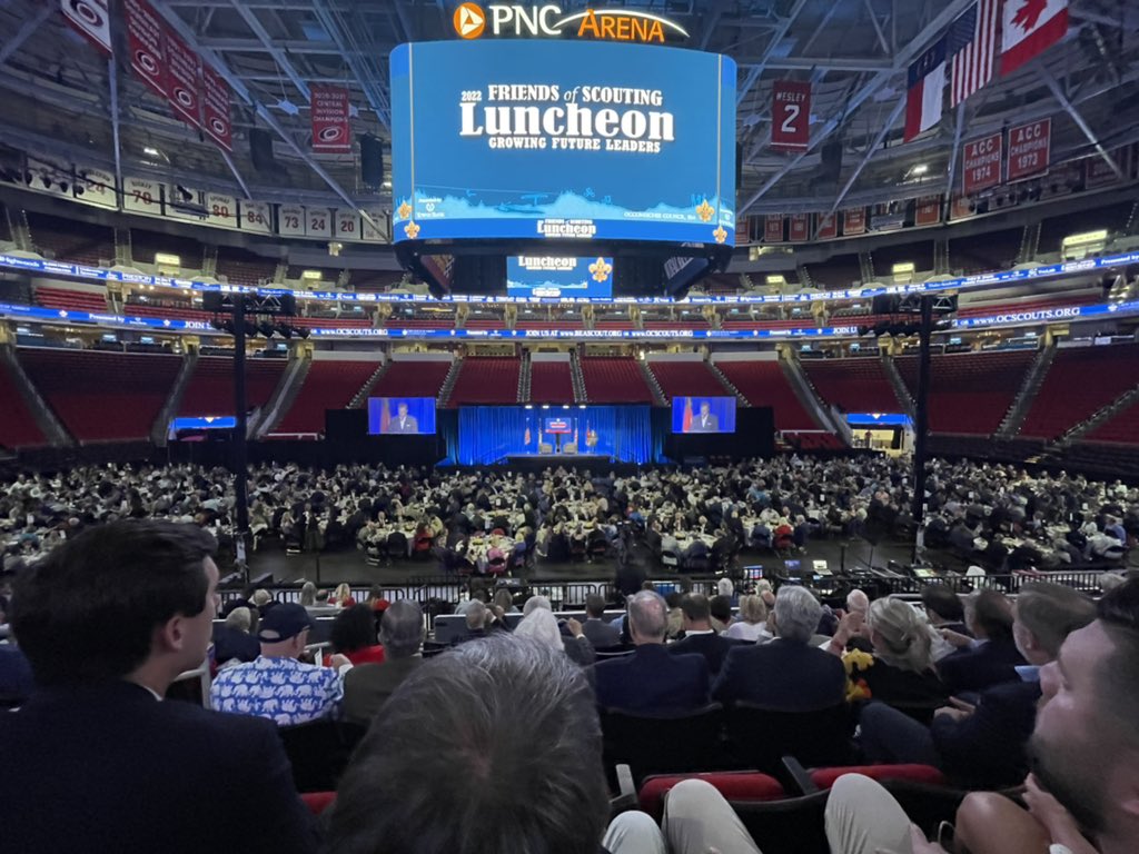 cgbullard's tweet photo. Awesome to hear from #POTUS 43 while supporting the local @BoyScouts in Raleigh!! @TheBushCenter @ABCCarolinas #FriendsofScouting #Explorers #Workforce https://t.co/EBo9DKKlRf