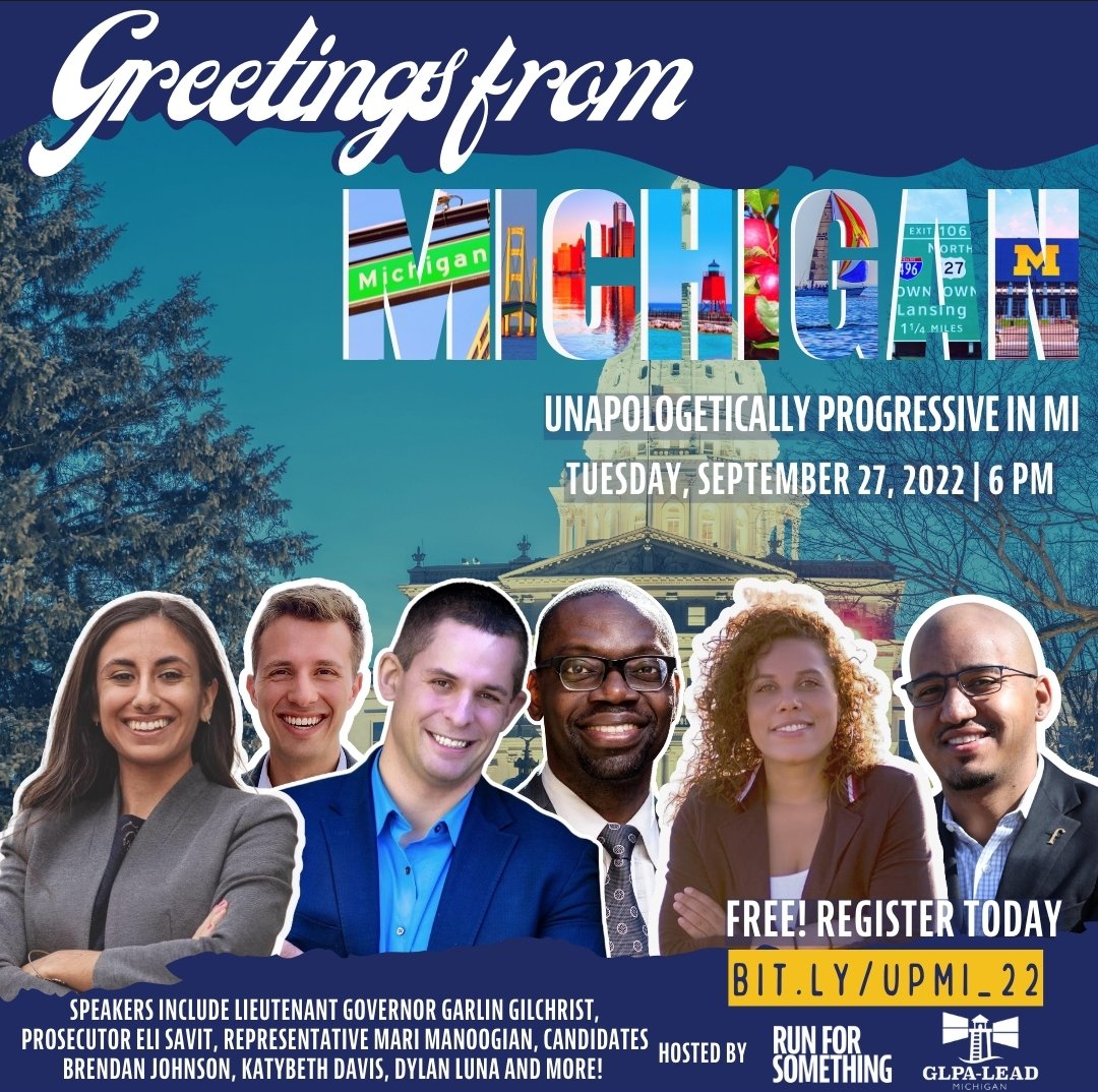 DavisKatybeth's tweet photo. 📣 On Sept 27th, @RunForSomething is hosting their first ever in-person event in Michigan with  @GLPA_Lead  and they’ve asked me to join them! Come on out and hear more about what it’s like to run for office. (It's free!) Don’t miss out! https://t.co/Y1gfhEzlQ8 #UP2022 #UPMI https://t.co/k03OO0ExnL