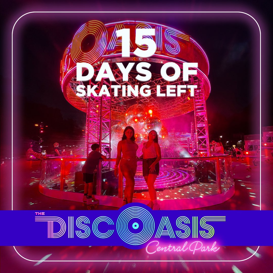 15 days left to move and groove at our sparkling oasis in Central Park!

Get your tickets today via link in bio 🎟 

#discoasis #rollerskating #disco #wheremusicflowsmagicgrows #wollmanrinknyc #centralpark