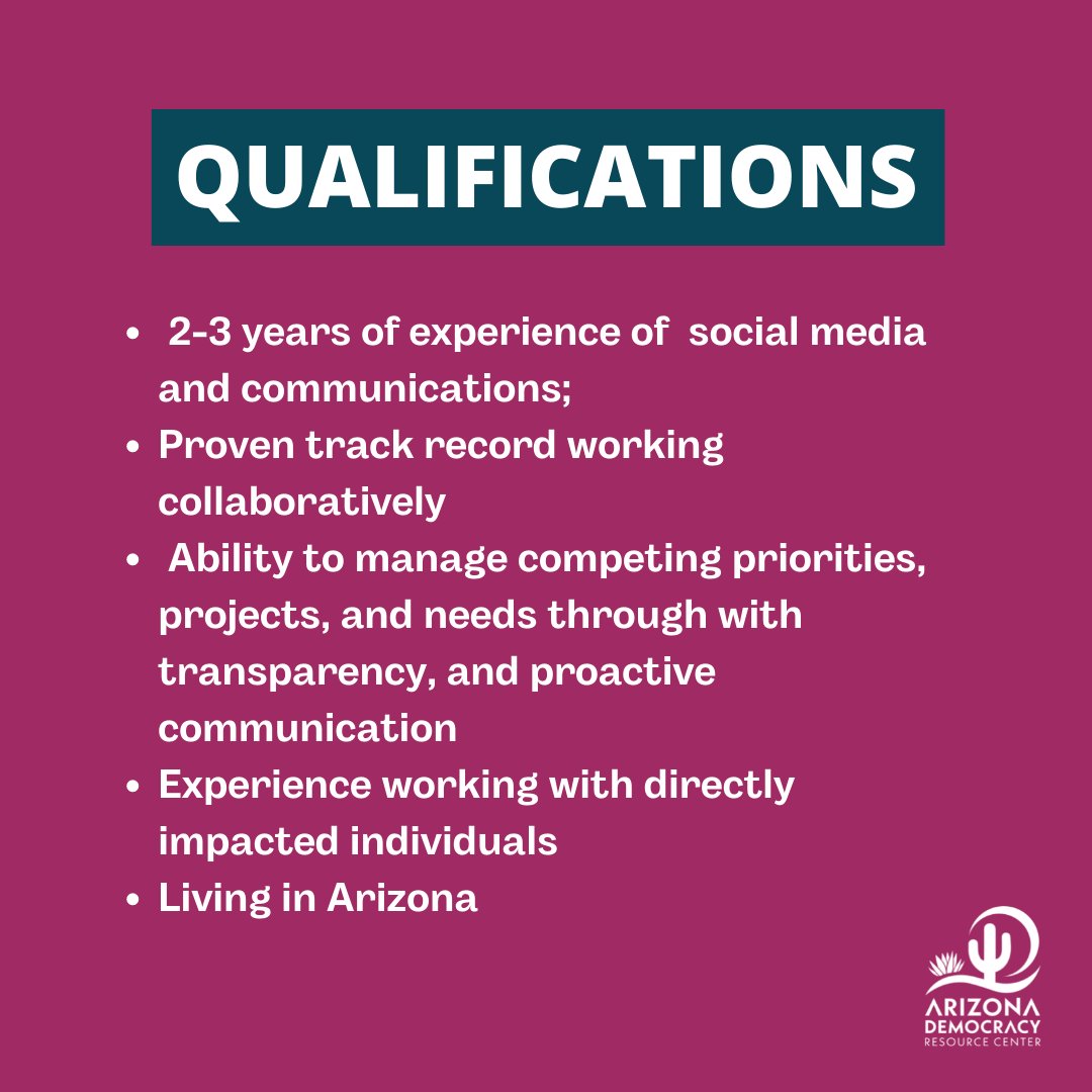 ArizonaResource's tweet image. We are hiring a Communications Manager for a Full-time, temporary position! Send a resume and communications plan or project plan that you’ve used to Mayra at mayra@azdrc.org