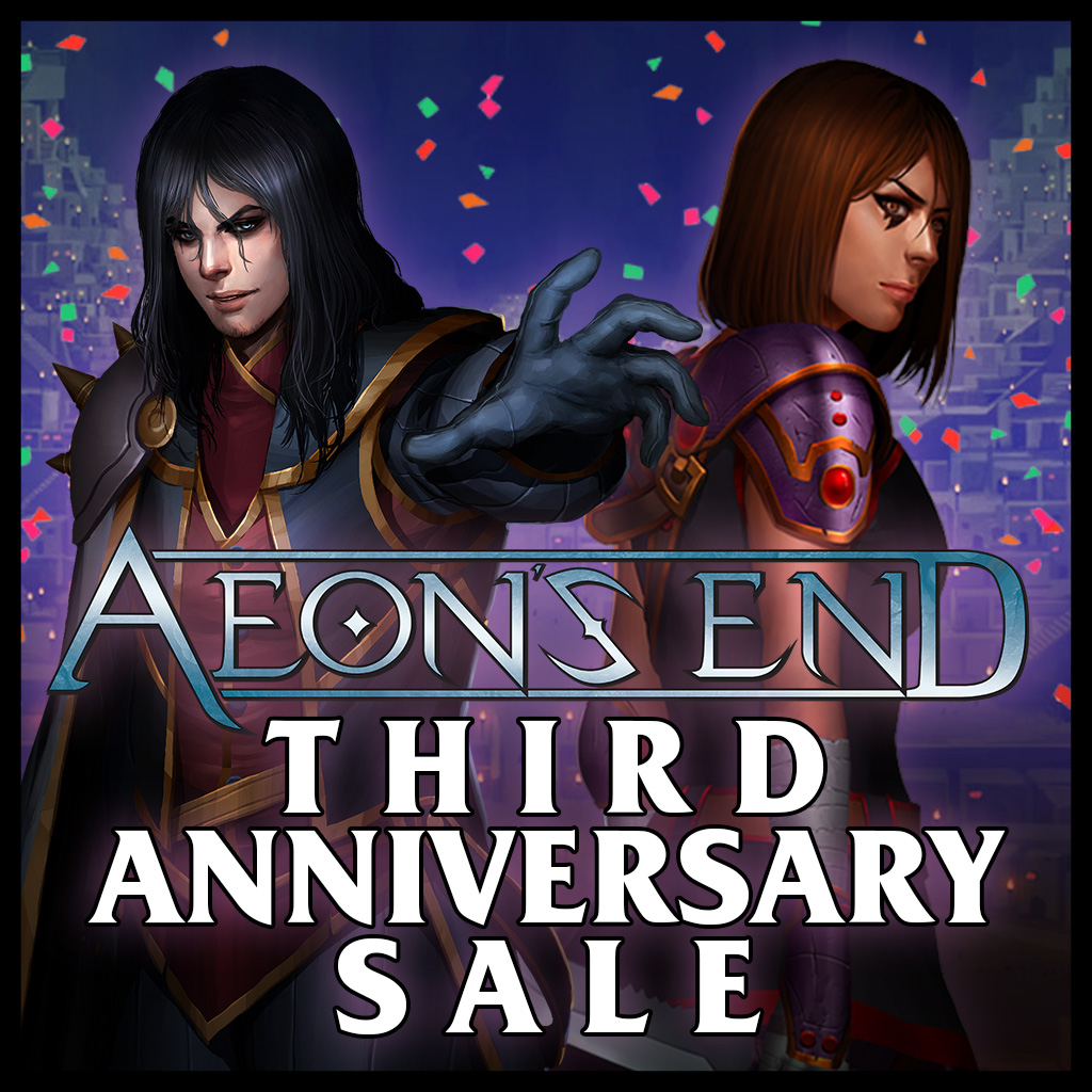 handelabra's tweet photo. Now through September 19th, celebrate three years of Aeon's End with a sale! Get the core game and DLC at a discount and start saving Gravehold today ⭐️ 

https://t.co/toIXHcWmdB

#aendgame #indiedev #indiegame #aeonsend #gamesale https://t.co/XhwHcCnAmK