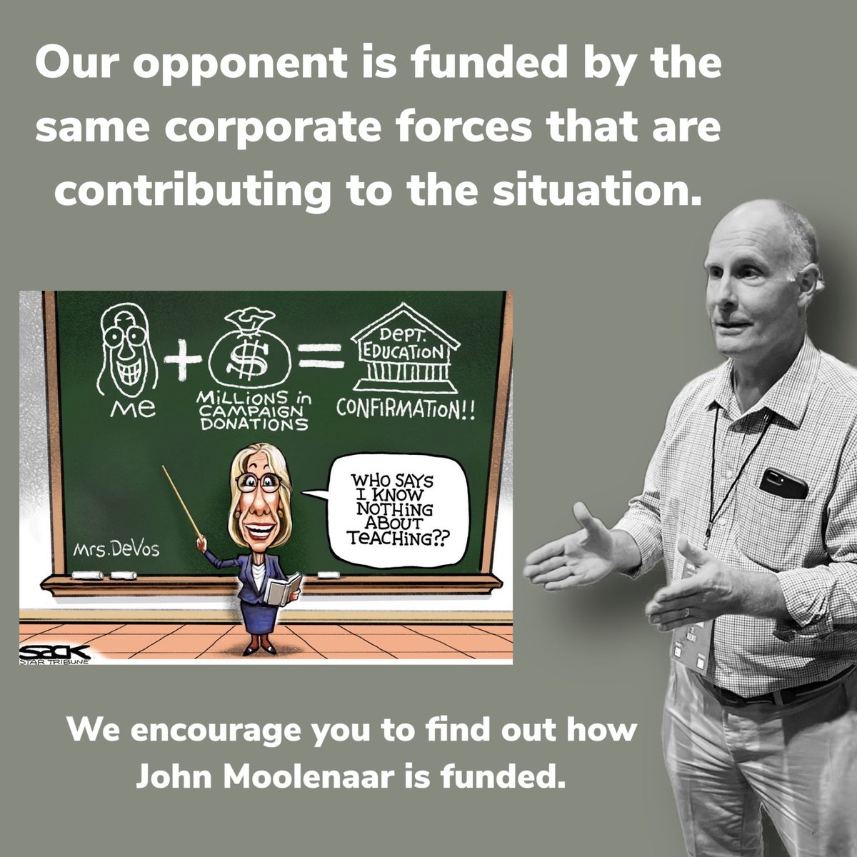 HilliardForCong's tweet photo. Our opponent, John Moolenaar, has spent the better part of last week on social media trying to sell us the following equation:

Inflation = Biden

Moochin' Moo is a demagogue who  appeals to the desires and prejudices of ordinary people rather than by using rational argument. https://t.co/267aNDpYa7