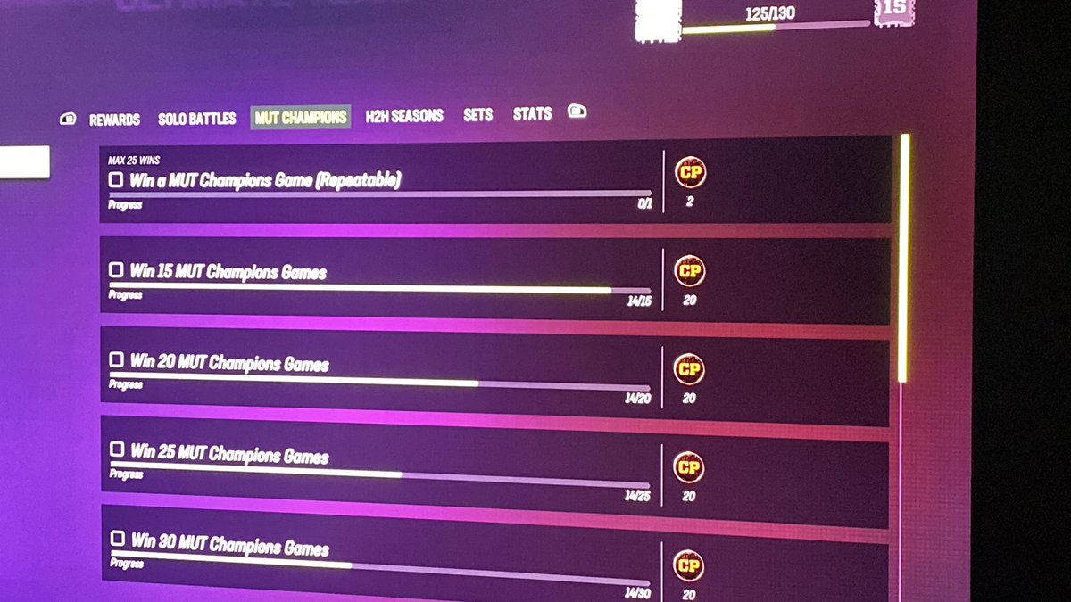EJsCashSports's tweet photo. @EAHelp @EASPORTS_MUT @EASPORTS  Hi my Gamertag is EJSCASHSPORTS on XBox series X  I won 15 mut Champion games but only got credit for 14 that caused me not to hit the 20 point goal +2 points for the win https://t.co/O2hTIOG9wK