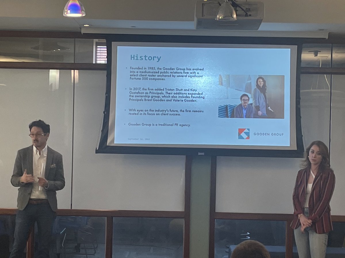 edkelley16's tweet image. Wonderful to have ⁦@katypauline⁩ and Tristan Shutt from ⁦@GoodenGroup⁩ at ⁦@GaylordCollege⁩ to speak to our ⁦@ouprssa⁩ chapter. Founder ⁦@BrentGooden⁩ has been a great partner for our students — and it continues to this day. ⁦@UofOklahoma⁩