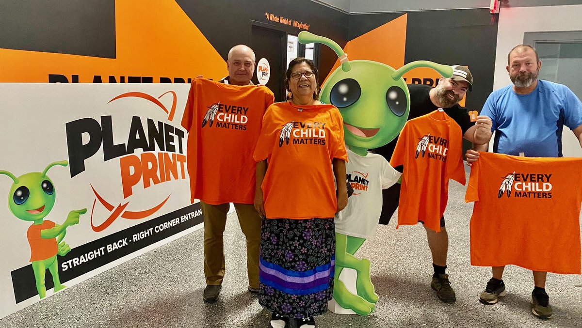 Need an orange shirt for Sept 30? Contact Planet Print. Proceeds to Lana’s Truth &amp; Reconciliation efforts in CK. Need an Orange shirt pin? Message me! We have thousands!