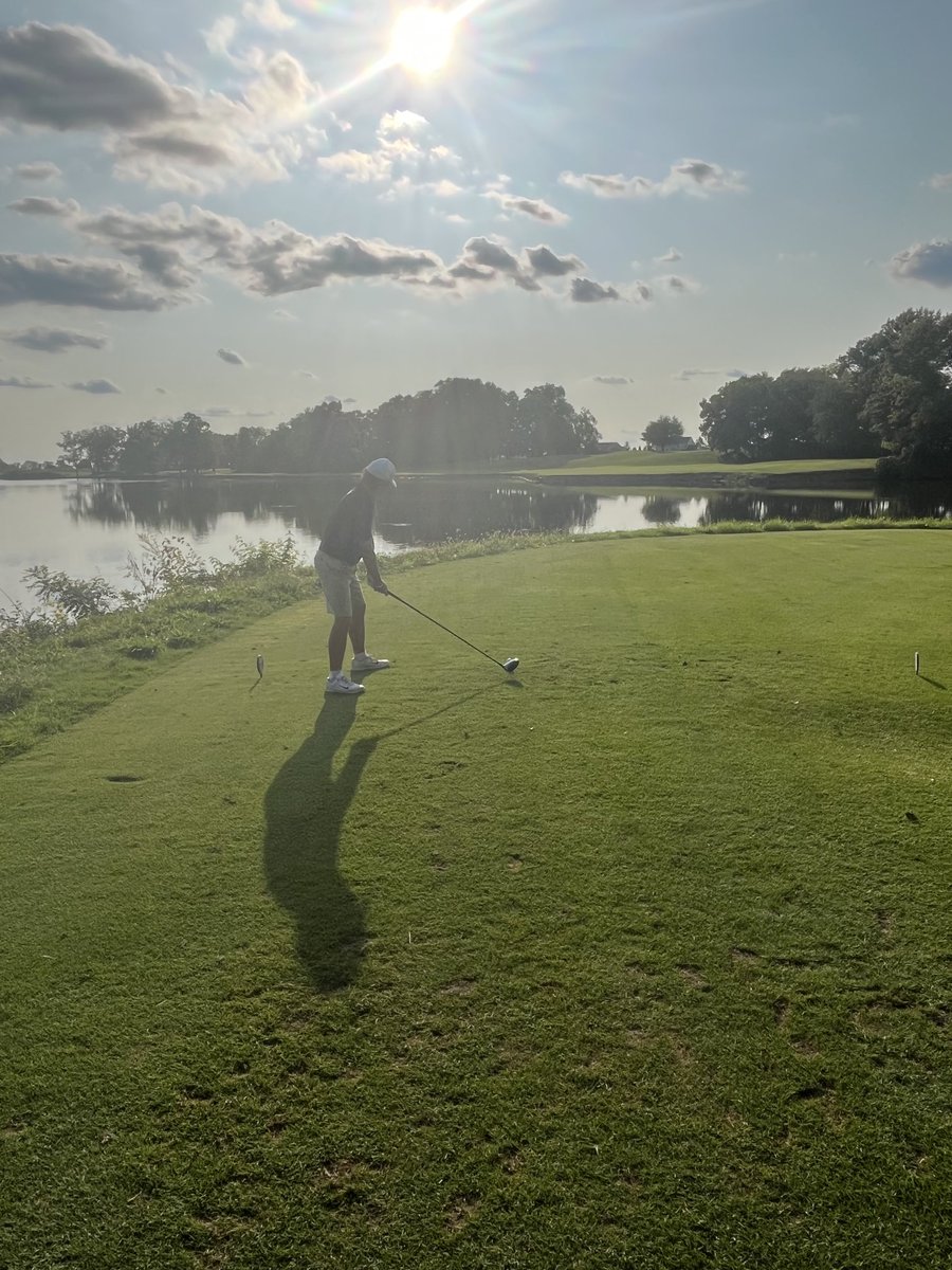 lakwestboysgolf's tweet photo. On a glorious night at Shaker Run junior Michael Fickle launches a hellacious drive down the fairway. He led the Firebirds with an even par 36; West gets a victory over Lebanon. Firebirds are back in action against Mason B tomorrow https://t.co/25XGrmyxqz