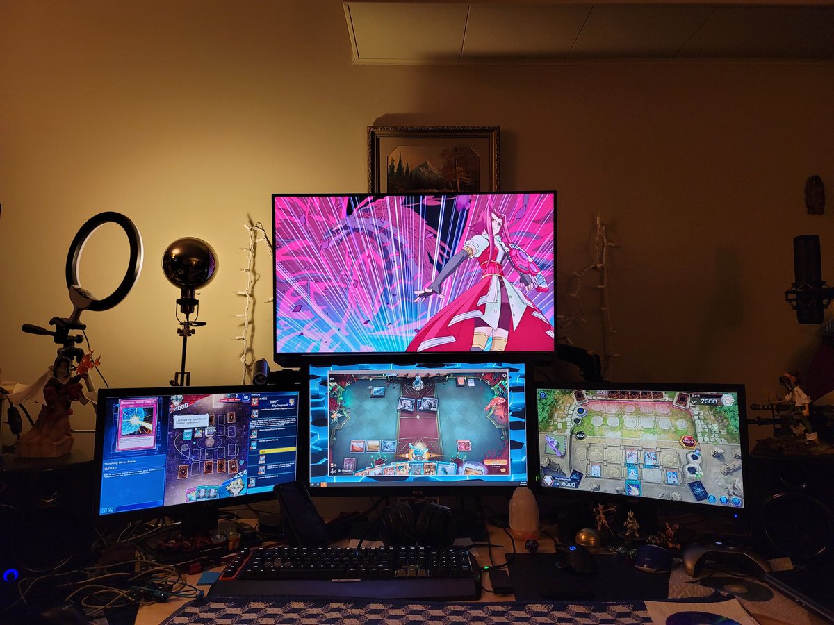 SkyDragonDules's tweet photo. This is my night time solo gaming setup. Playing card games, while playing card games, while playing card games, while watching card games.
#YuGiOhTCG #YuGiOhMasterDuel #duellinks #yugioh #timetoduel #mtgarena #MagicTheGathering #yugioh5Ds https://t.co/I0y4CVML7E