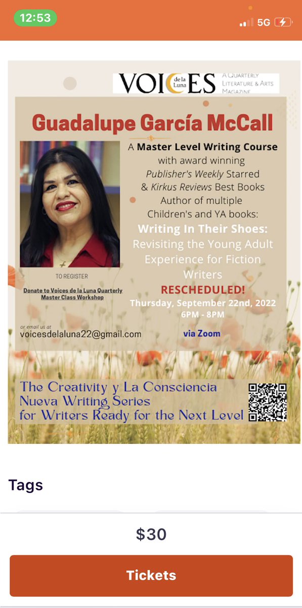 bit.ly/3QFTyLP Join us! #writerscommunity #writerslife <a href="/ggmccall/">Guadalupe Garcia McCall creator of Mariposas!</a> share with your friends! This author will knock your YA socks off!