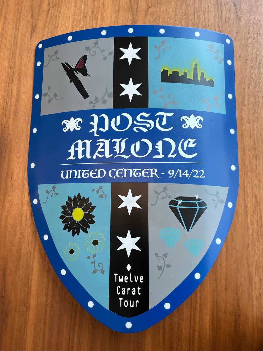 United Center (@unitedcenter) on Twitter photo Since <a href="/PostMalone/">Post Malone</a> is a big medieval fan, we brought Medieval Times backstage to him. Literally! βοΈ
<a href="/MedievalTimes/">Medieval Times</a> (Chicago, IL Castle) presented our custom steel shield (created with Lord <a href="/AstrotorfCustom/">Brad Torf</a>) to celebrate the Chicago stop of his #TwelveCaratTour! π₯ Since <a href="/PostMalone/">Post Malone</a> is a big medieval fan, we brought Medieval Times backstage to him. Literally! βοΈ
<a href="/MedievalTimes/">Medieval Times</a> (Chicago, IL Castle) presented our custom steel shield (created with Lord <a href="/AstrotorfCustom/">Brad Torf</a>) to celebrate the Chicago stop of his #TwelveCaratTour! π₯