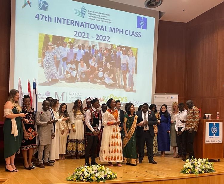 EmbassyURT_ISR's tweet photo. On 14.09.22, Ms. Mona Mahecha, HOC, attended the IMPH Graduation Ceremony of the 47th Class of the Intl Master of Public Health Program a the Hebrew University Hadassah Braun School, Jerusalem to warmly congratulate Dr. Mathew Komba from TZ who validated successfully his degree. https://t.co/AyMsHIZN2D