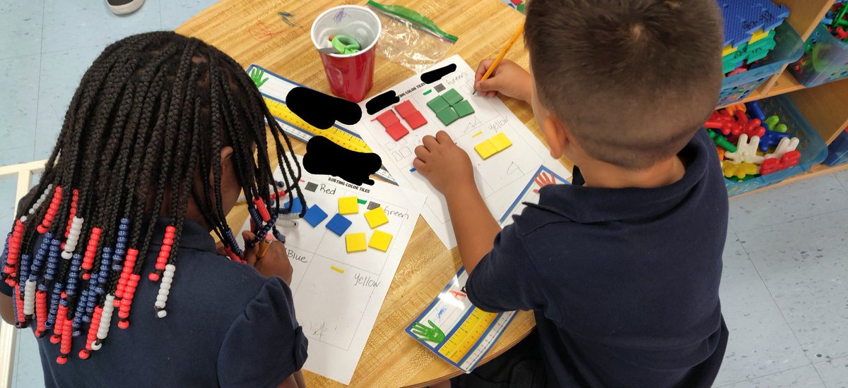 mrsbairdScience's tweet photo. Our Schmidt Kindergarten scientists are using their sense of sight to sort tiles into groups by colors.  They counted them, recorded their data, and will communicate that information using a graph. @SchmidtSailors @WeAreHAEST @HCPSElemScience https://t.co/j1D3Qc8d9d