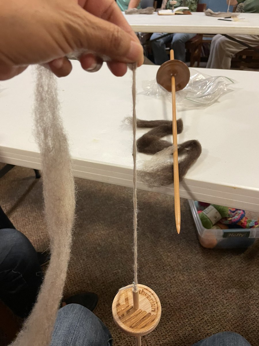 sql_truenative's tweet photo. I got out of my comfort zone to learn drop spindle yesterday. It was not easy and my hands were confused. I brought my Navajo spindle for comfort and end up using both. 😉#spinwool https://t.co/Z0O8CVeY6c