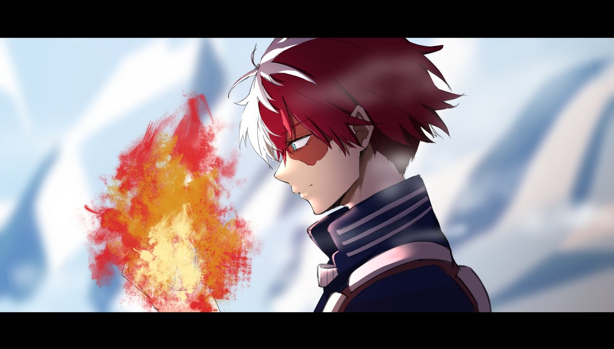 todoroki shouto burn scar 1boy red hair letterboxed male focus scar scar on face  illustration images